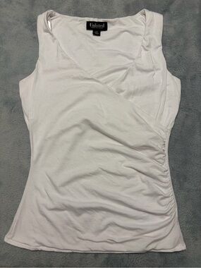 Kenneth Cole White Faux Wrap-Front Sleeveless Tank